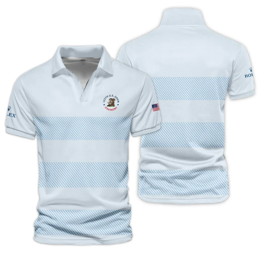 V-neck Polo Shirt Rolex 125th US Open Championship Light Blue Background Line Blue HOUSG120724A02ROXZVPL