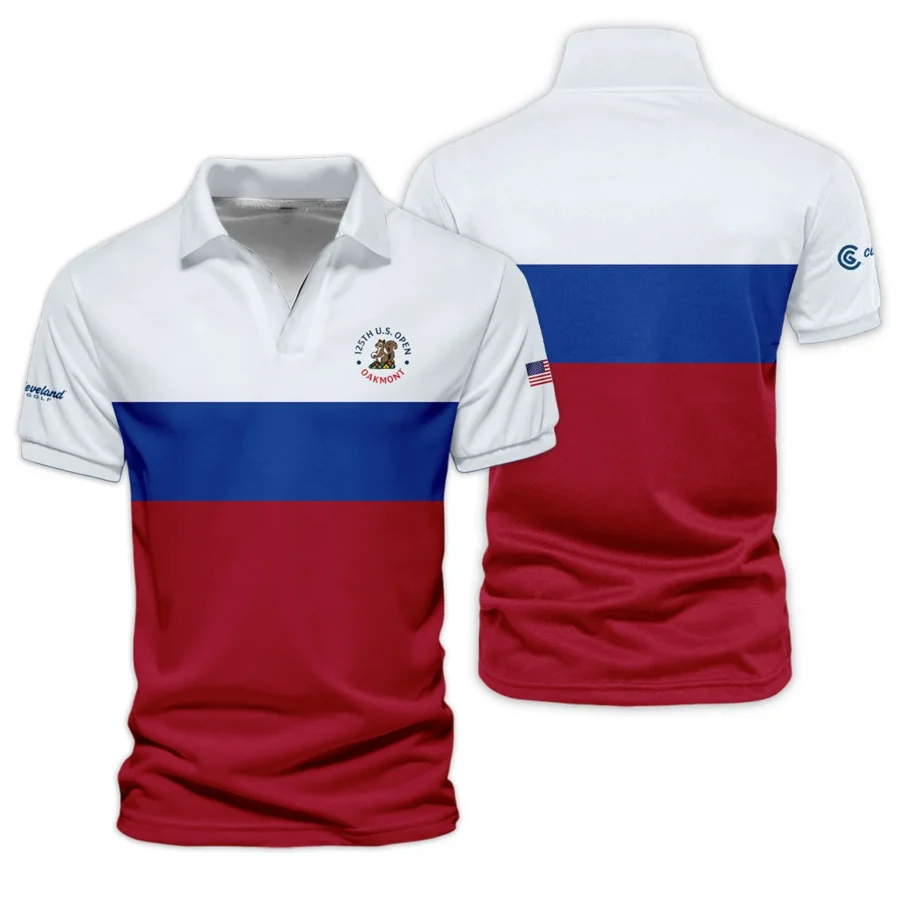 V-neck Polo Shirt Cleveland Golf 125th US Open Oakmont Blue Red Very Pale Blue Pattern HOUSG130724A01CLEZVPL