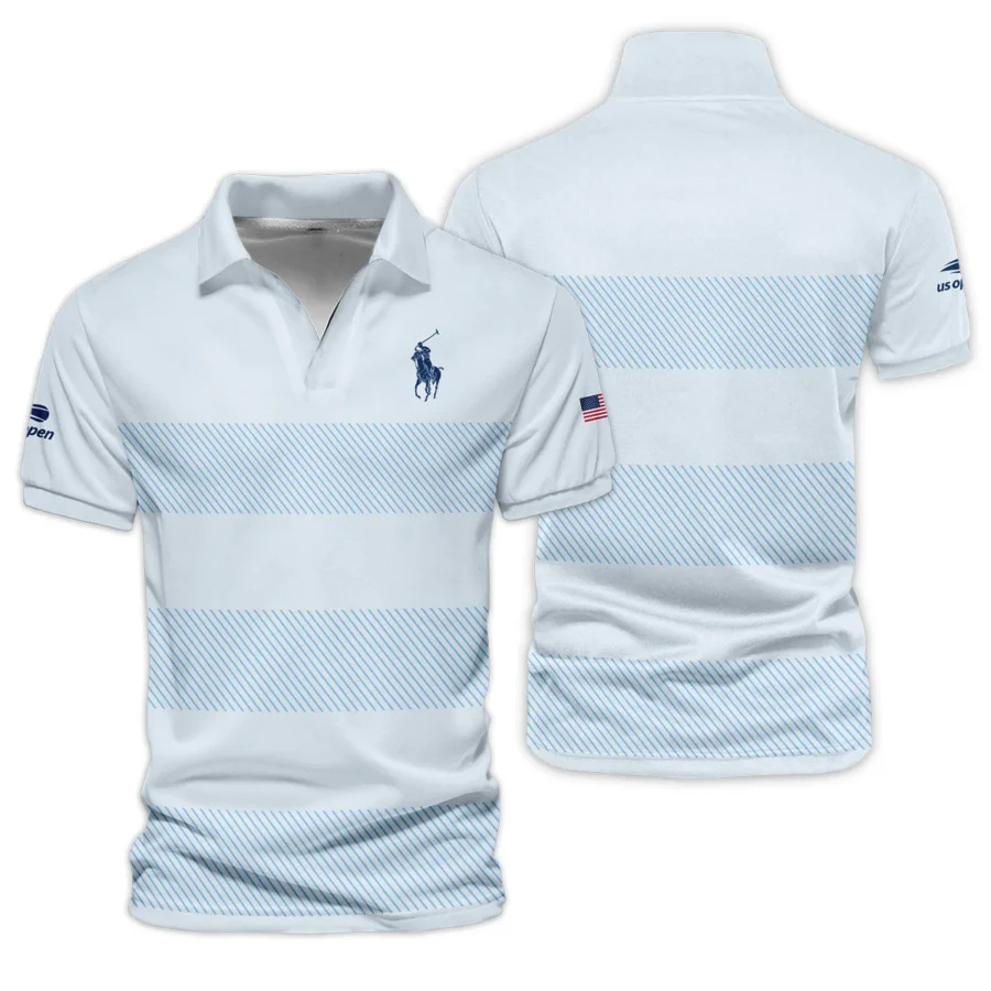 US Open Tennis Light Blue Background Line Ralph Lauren Vneck Polo Shirt Style Classic