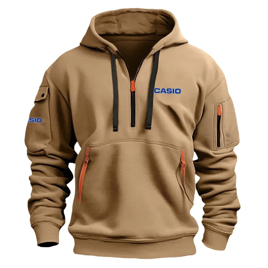 Special Release Nature Photography x Casio Brand Fashion Hoodie Half Zipper BLNP170724A1CS - Khaki