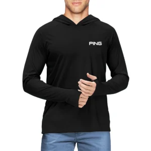 Brand Ping Mens Long Sleeve Solid Color Henley Neck Drawstring Buttoned Hoodie QTBR040724A1PI