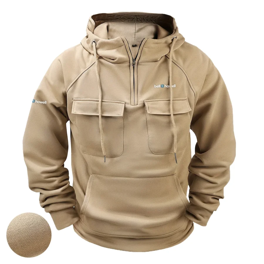 Special Release Nature Photography x Bell & Howell Brand Tactical Quarter Zip Hoodie BLNP170724A1BH - Khaki