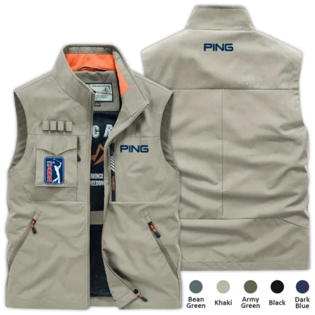 Khaki Sport Fashion Ping PGA Tour Outdoor Sleeveless Vest QTPGA290724B1PI