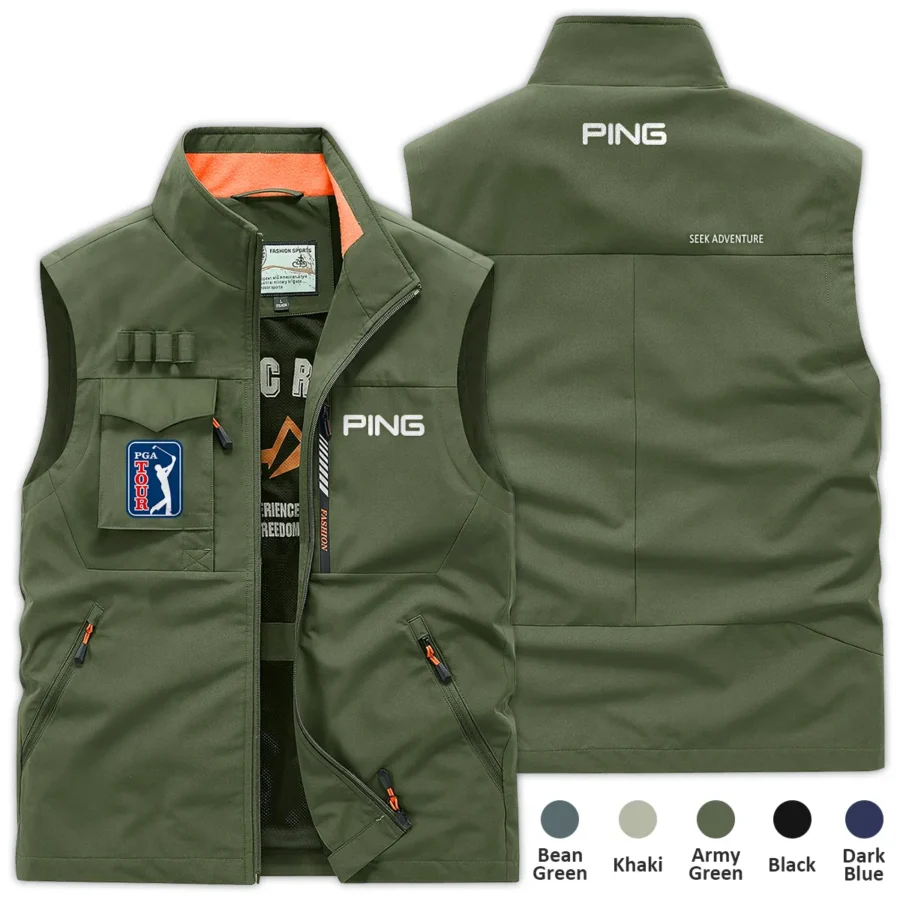 Army Green Sport Fashion Ping PGA Tour Outdoor Sleeveless Vest QTPGA290724B1PI