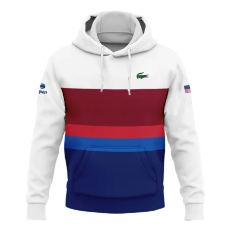 Lacoste US Open Tennis White Blue Red Pattern Hoodie Shirt Style Classic