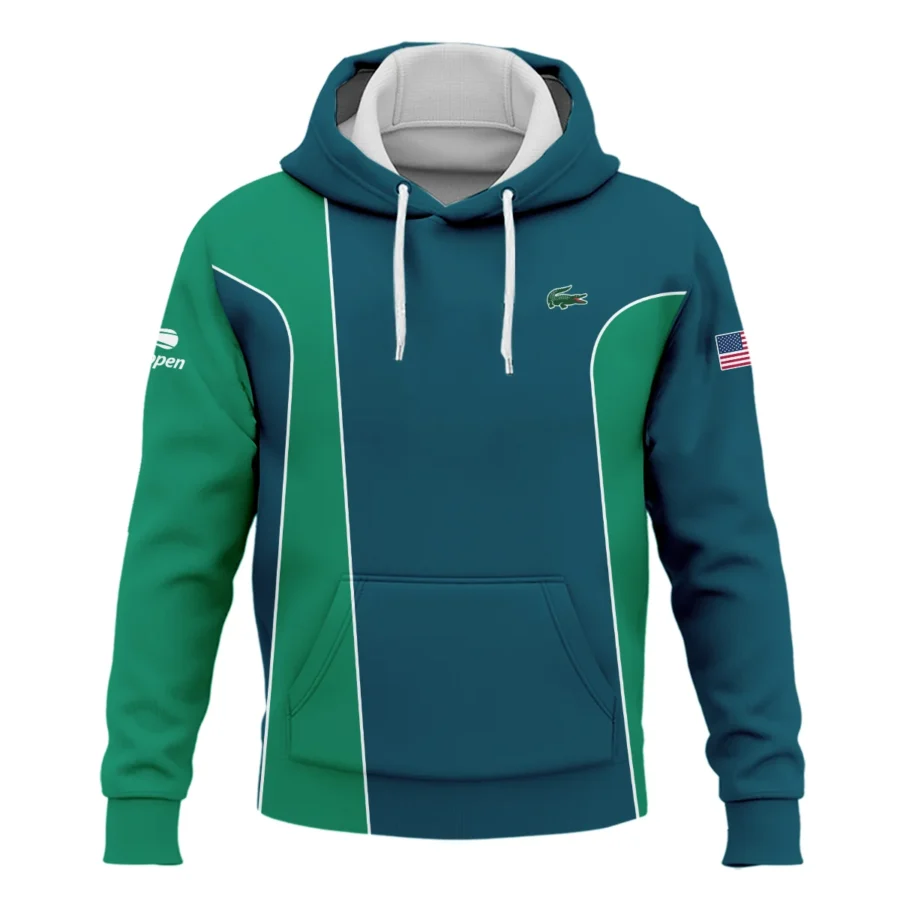 Very Dark Cyan Green Background US Open Tennis Lacoste Hoodie Shirt Style Classic