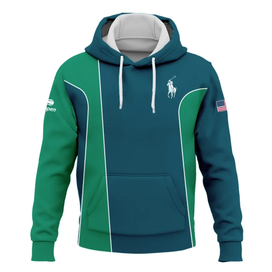 Very Dark Cyan Green Background US Open Tennis Ralph Lauren Hoodie Shirt Style Classic