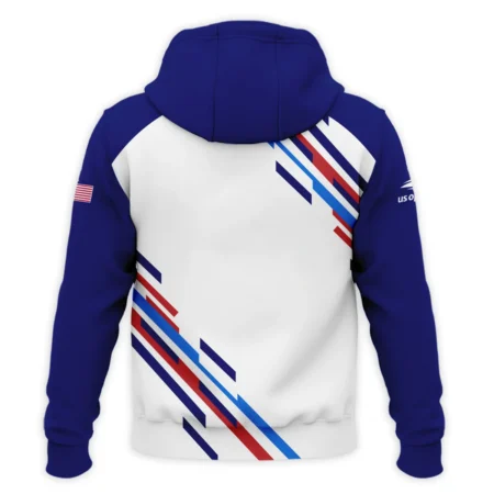 US Open Tennis Adidas White Blue Red Line Color Background Zipper Hoodie Shirt Style Classic