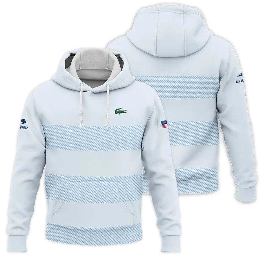 US Open Tennis Light Blue Background Line Lacoste Hoodie Shirt Style Classic