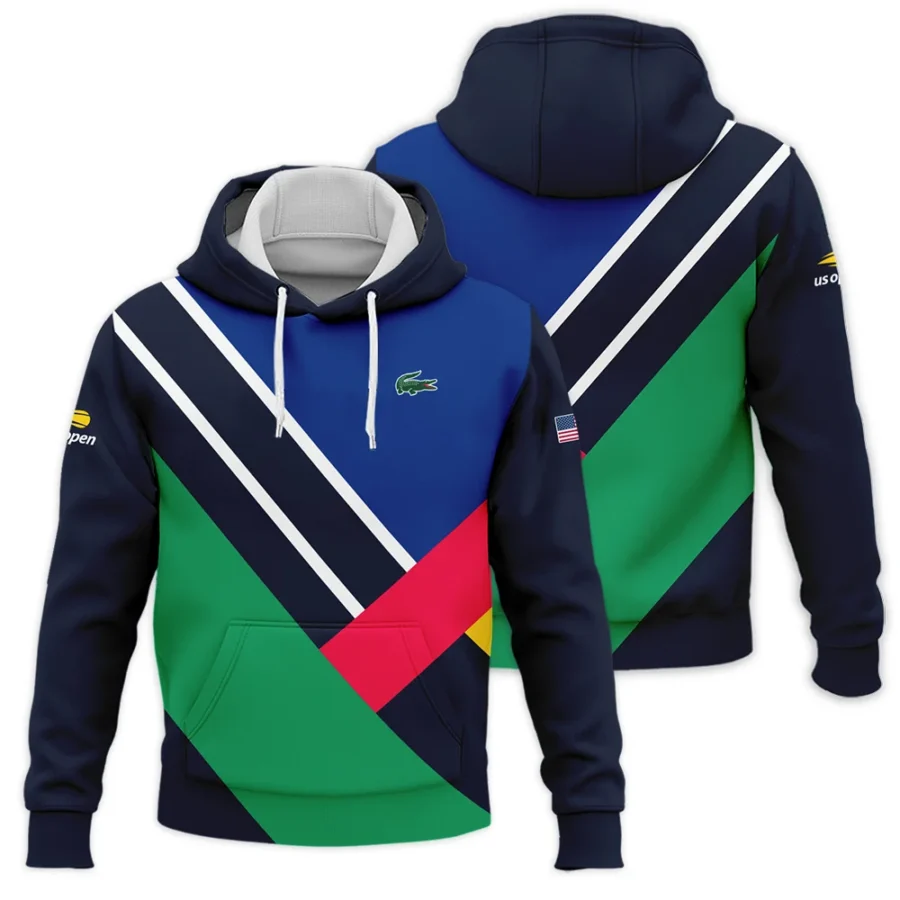 Lacoste US Open Tennis Dark Blue Green Red Background Hoodie Shirt Style Classic