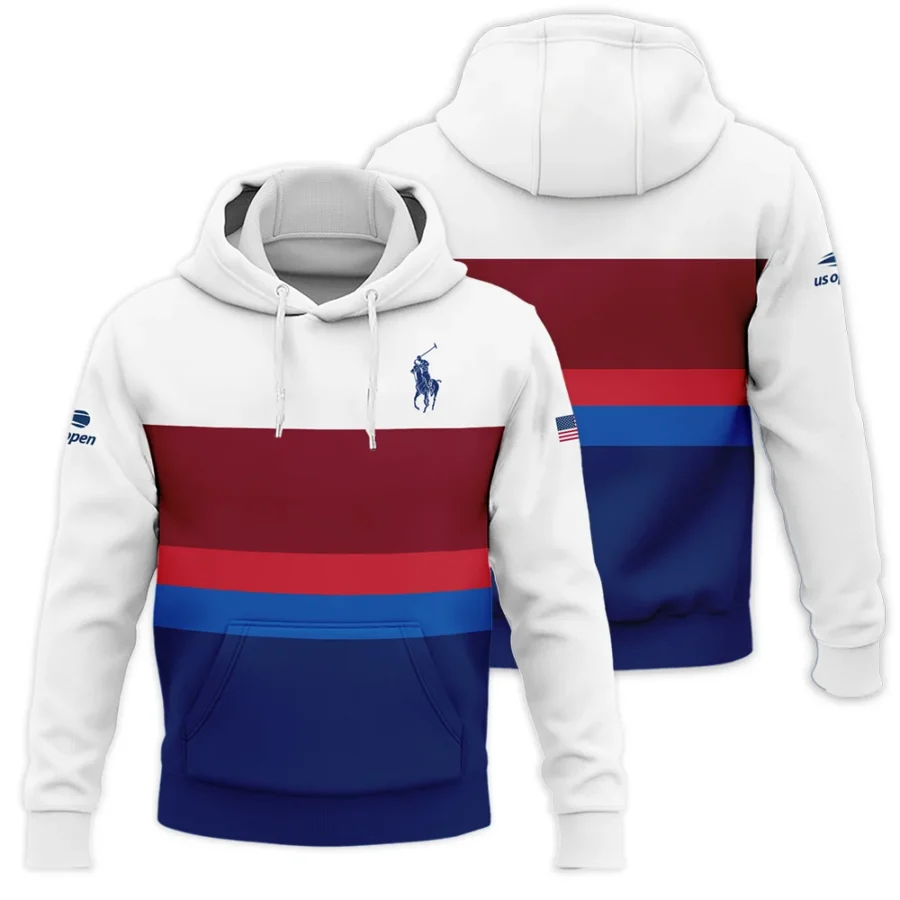 Ralph Lauren US Open Tennis White Blue Red Pattern Hoodie Shirt Style Classic