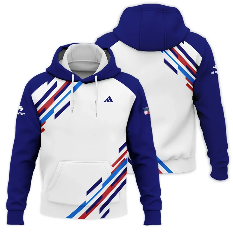 US Open Tennis Adidas White Blue Red Line Color Background Hoodie Shirt Style Classic