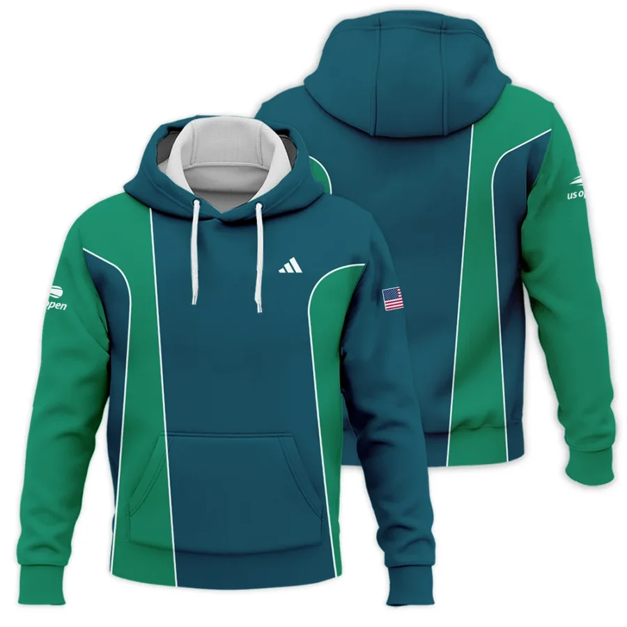 Very Dark Cyan Green Background US Open Tennis Adidas Hoodie Shirt Style Classic