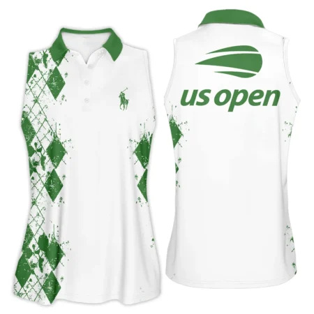 Green Color Sport Tennis Ralph Lauren US Open Tennis Sleeveless Polo Shirt All Over Prints QTUSTM26724A3RLSPL