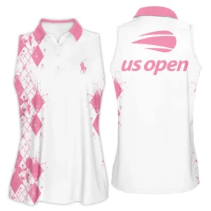 Pink Color Sport Tennis Ralph Lauren US Open Tennis Sleeveless Polo Shirt All Over Prints QTUSTM26724A3RLSPL