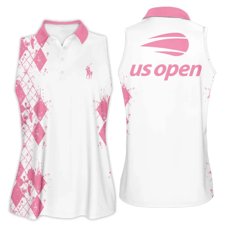 Light Pink Color Sport Tennis Ralph Lauren US Open Tennis Sleeveless Polo Shirt All Over Prints QTUSTM26724A3RLSPL