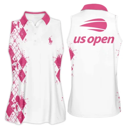 Pink Color Sport Tennis Ralph Lauren US Open Tennis Sleeveless Polo Shirt All Over Prints QTUSTM26724A3RLSPL