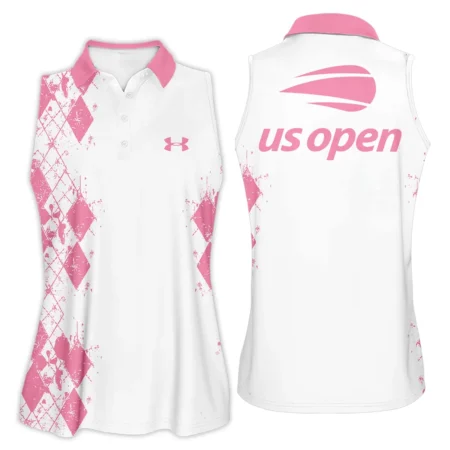 Light Pink Color Sport Tennis Under Armour US Open Tennis Sleeveless Polo Shirt All Over Prints QTUSTM26724A3UASPL