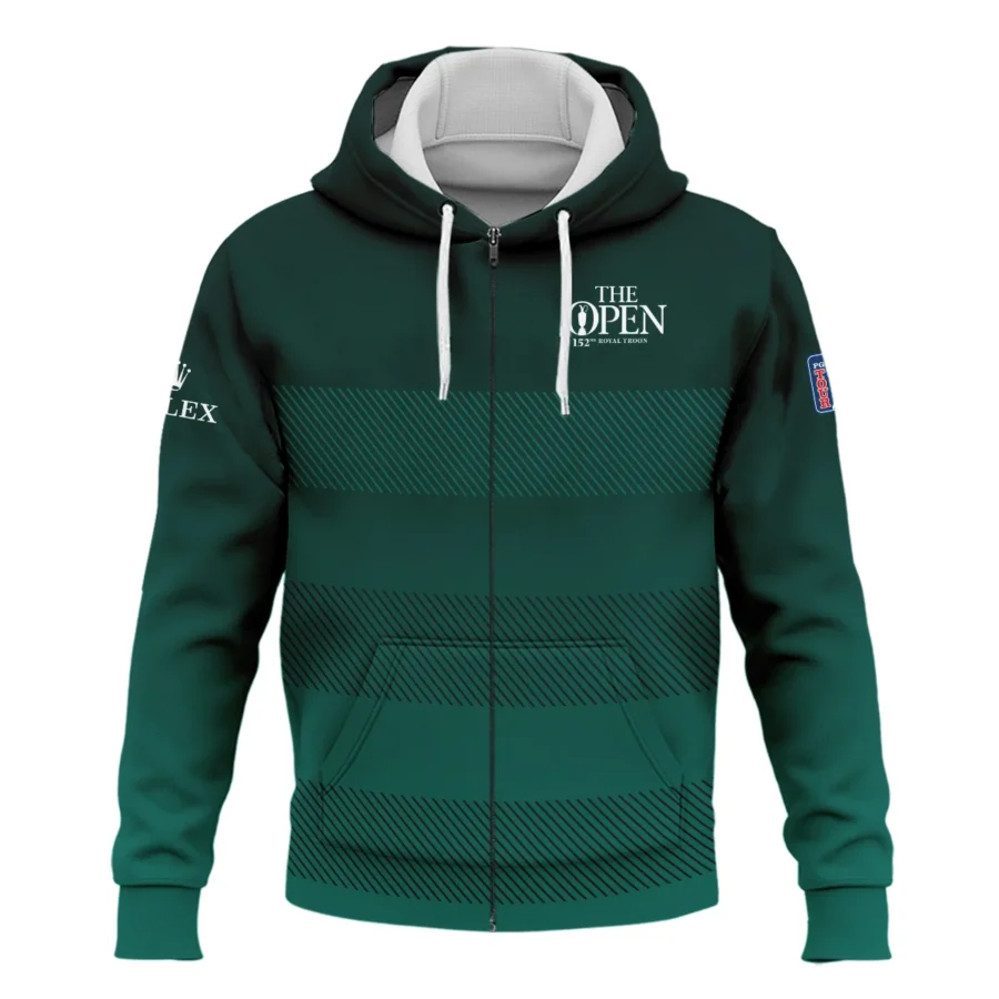 152nd Open Championship Rolex Dark Green Gradient Line Pattern Zipper Hoodie Shirt All Over Prints HOTOP280624A01ROXZHD