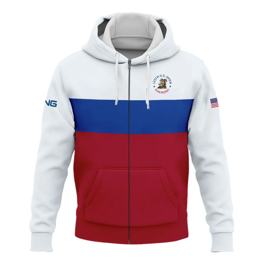 Zipper Hoodie Shirt Ping 125th US Open Oakmont Blue Red Very Pale Blue Pattern HOUSG130724A01PIZHD