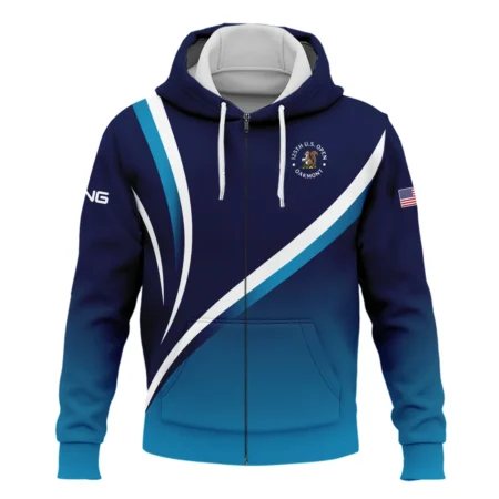 125th US Open Oakmont Zipper Hoodie Shirt Ping Dark Blue Gradient White Background HOUSG130724A02PIZHD