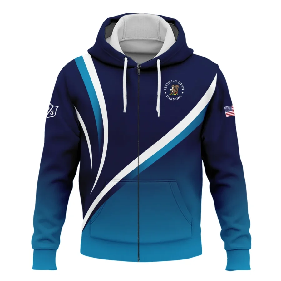 125th US Open Oakmont Zipper Hoodie Shirt Wilson Staff Dark Blue Gradient White Background HOUSG130724A02WSZHD