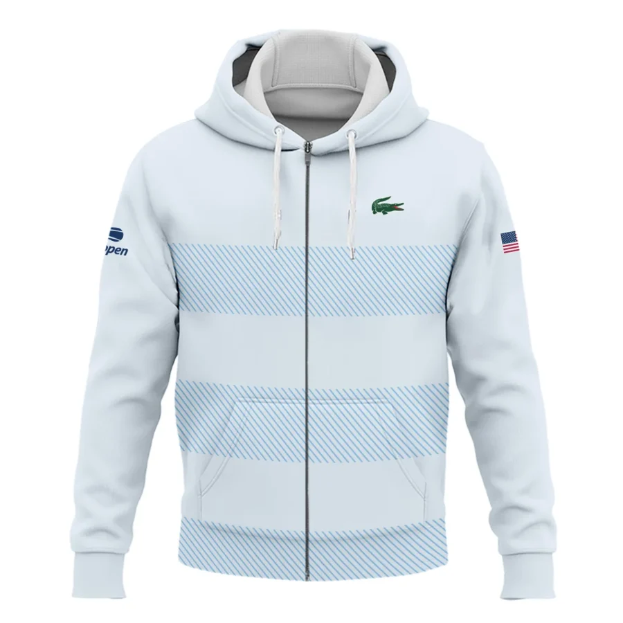 US Open Tennis Light Blue Background Line Lacoste Zipper Hoodie Shirt Style Classic