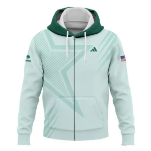 US Open Tennis Adidas Green Pastel Background Star Line Pattern Quarter-Zip Jacket Style Classic