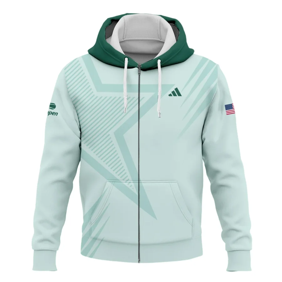 US Open Tennis Adidas Green Pastel Background Star Line Pattern Zipper Hoodie Shirt Style Classic