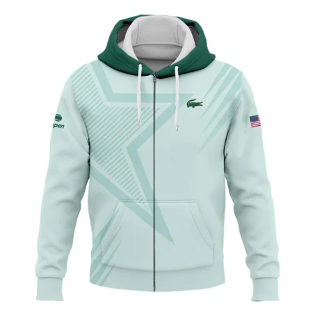 US Open Tennis Lacoste Green Pastel Background Star Line Pattern Zipper Hoodie Shirt Style Classic