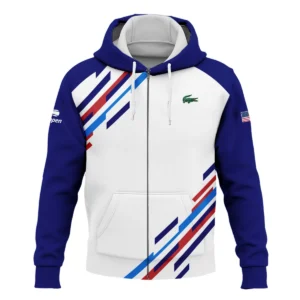 US Open Tennis Lacoste White Blue Red Line Color Background Hoodie Shirt Style Classic