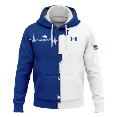 Heartbeat Blue Color Under Armour US Open Tennis Zipper Hoodie Shirt All Over Prints QTUST260724A1UAZHD