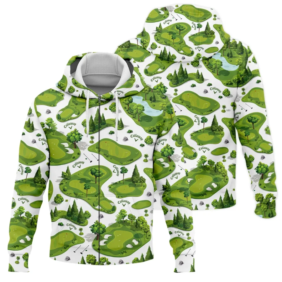 Special Golf Course Pattern Zipper Hoodie Shirt Callaway BLG110724A5CLWZHD