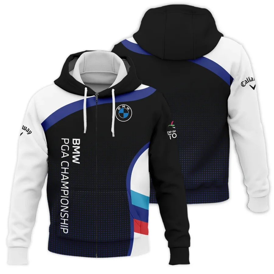 Zipper Hoodie Shirt Callaway BMW PGA Championship Black Background Halftone Blue Red HOBMW110724A01CLWZHD