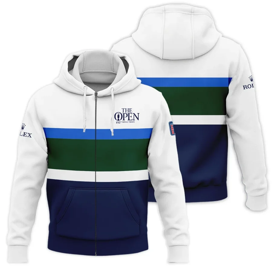 White Blue Green Background Rolex 152nd Open Championship Zipper Hoodie Shirt All Over Prints HOTOP270624A01ROXZHD