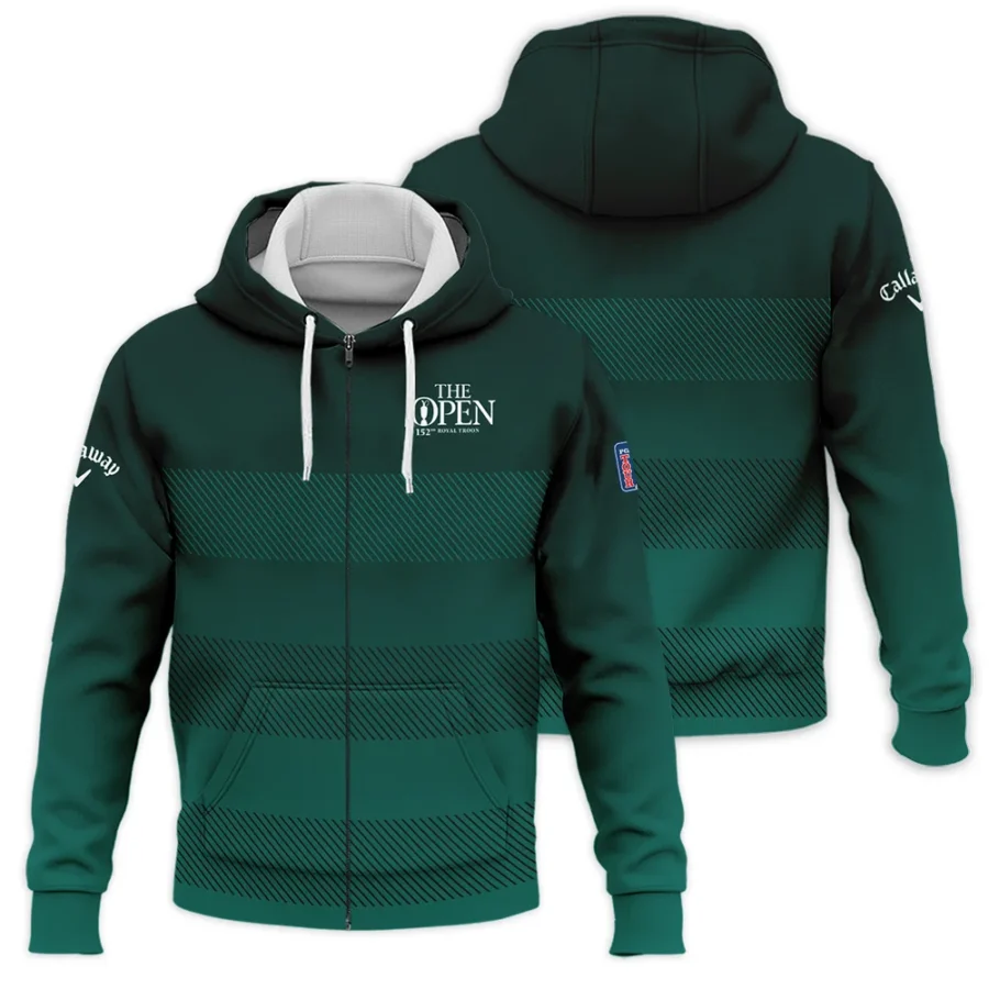 152nd Open Championship Callaway Dark Green Gradient Line Pattern Zipper Hoodie Shirt All Over Prints HOTOP280624A01CLWZHD