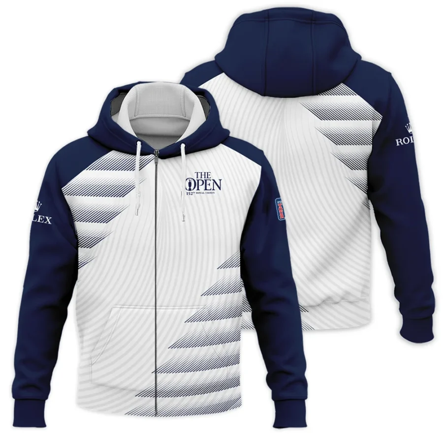 Rolex 152nd Open Championship Blue White Line Pattern Zipper Hoodie Shirt All Over Prints HOTOP280624A02ROXZHD