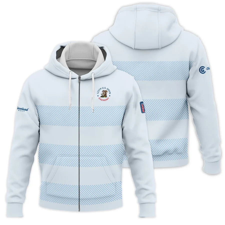 Zipper Hoodie Shirt Cleveland Golf 125th US Open Championship Light Blue Background Line Blue HOUSG120724A02CLEZHD