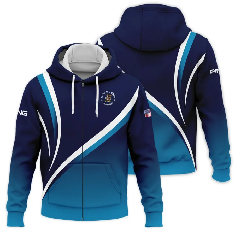 125th US Open Oakmont Zipper Hoodie Shirt Ping Dark Blue Gradient White Background HOUSG130724A02PIZHD