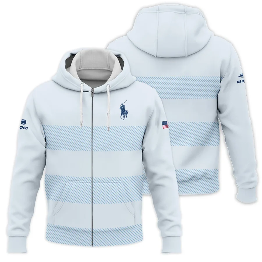 US Open Tennis Light Blue Background Line Ralph Lauren Zipper Hoodie Shirt Style Classic