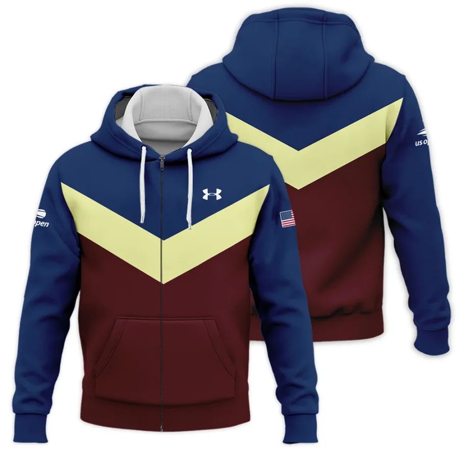 Under Armour US Open Tennis Blue Red Yellow Background Zipper Hoodie Shirt Style Classic