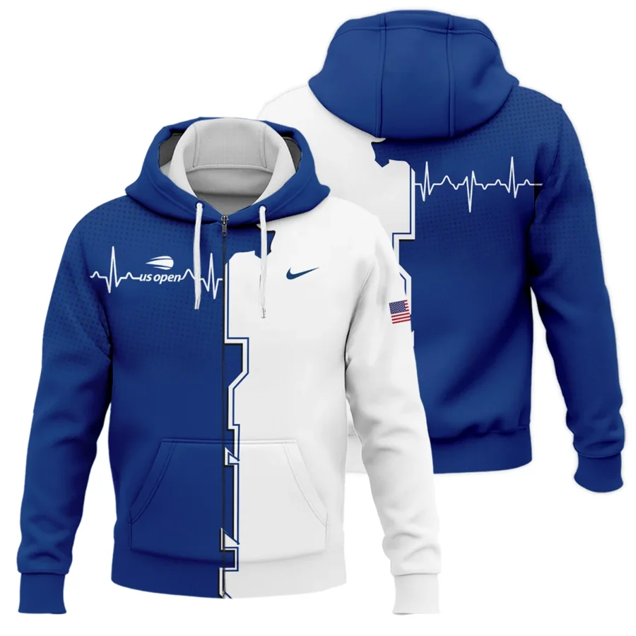 Heartbeat Blue Color Nike US Open Tennis Zipper Hoodie Shirt All Over Prints QTUST260724A1NKZHD