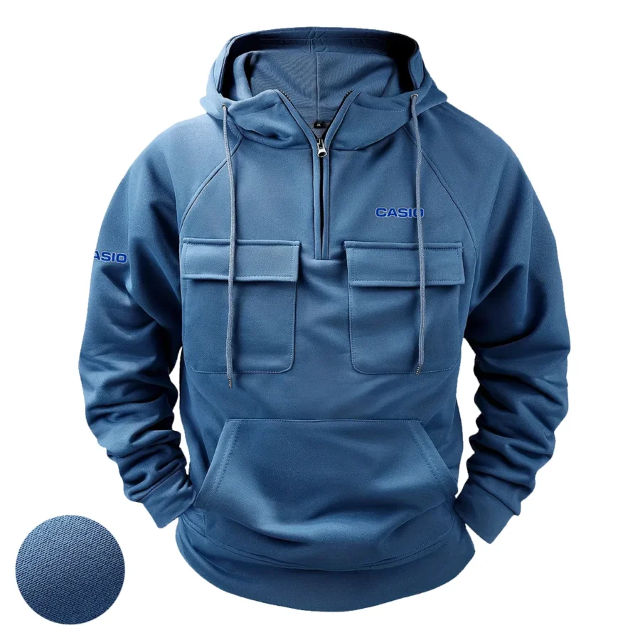 Special Release Nature Photography x Casio Brand Tactical Quarter Zip Hoodie BLNP170724A1CS - Blue