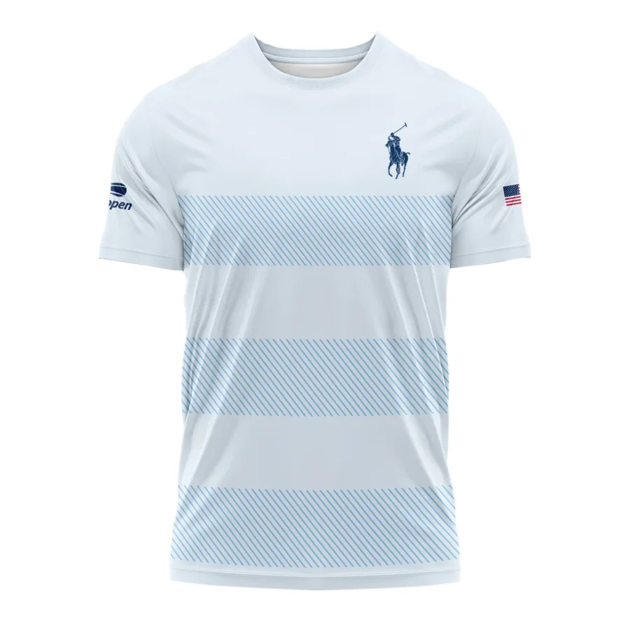 US Open Tennis Light Blue Background Line Ralph Lauren Performance T-Shirt Style Classic