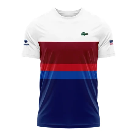 Lacoste US Open Tennis White Blue Red Pattern Performance T-Shirt Style Classic