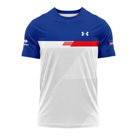 Under Armour US Open Tennis Blue Red White Line Pattern Performance T-Shirt Style Classic