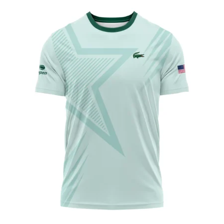 US Open Tennis Lacoste Green Pastel Background Star Line Pattern Performance T-Shirt Style Classic