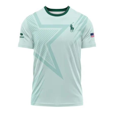 US Open Tennis Ralph Lauren Green Pastel Background Star Line Pattern Performance T-Shirt Style Classic