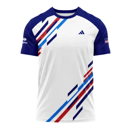 US Open Tennis Adidas White Blue Red Line Color Background Performance T-Shirt Style Classic