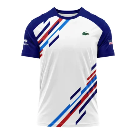 US Open Tennis Lacoste White Blue Red Line Color Background Performance T-Shirt Style Classic